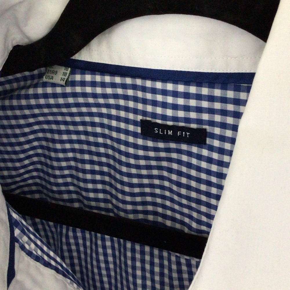 Barbour Blue and White Checkered Button Down Shirt 14 Slim